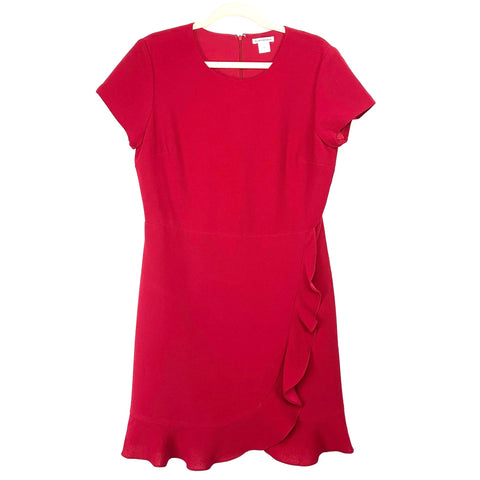 Club Monaco Red Ruffle Faux Wrap Dress- Size 12