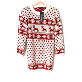 Boohoo Reindeer and Snowflake Christmas Sweater Dress NWT- Size S/M