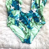 Envya Palm Leaf Print One Piece Swimsuit- Size S