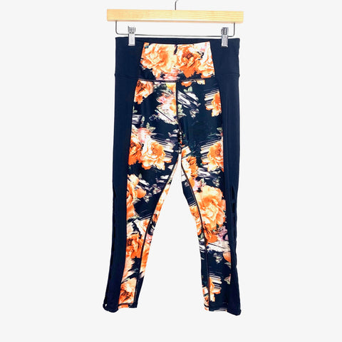 Give Love Get Love By Betsy Johnson Navy Blue Orange Floral Print Side Cut Out Leggings- Size ~S/M (Inseam 18")(See Notes) (We have matching top!)