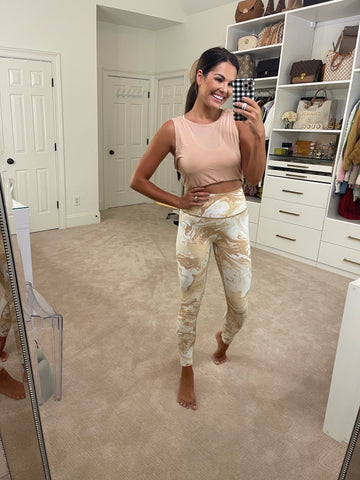 Offline by Aerie Beige/Tan/Mocha Marbled Pattern High Waisted Leggings- Size M (Inseam 26”, sold out online)