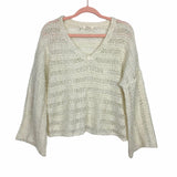 Elan Off White Open Knit Bell Sleeve Top- Size S