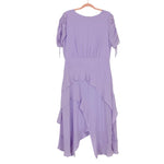 Maison Tara Lilac Drawstring Cinched Sleeves with Asymmetrical Hem Dress- Size 14