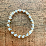 The Styled Collection White/Gold Chevron Mosaic Tile Bracelet NWT