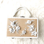 Patricia Nash White Floral Wicker Box Lamezia Bag (with optional chain and dust cover)