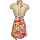 Sky to Moon Pink/Yellow/Orange Floral Side and Back Cut Outs Halter Dress- Size M