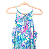 Lilly Pulitzer Green/Blue/Pink Printed Back Tie Tassel Swing Dress- Size L