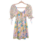 Simplee Floral Front Tie and Sleeve Dress- Size S