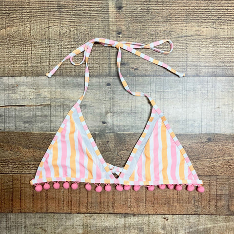 Tularosa Pink/White/Orange Pom Pom Bikini Top- Size M (we have matching bottoms)