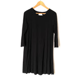 Lush Black Ribbed Swing Dress with Back Key Hole- Size L