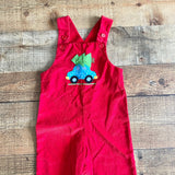 Monday's Child Red Corduroy Christmas Overalls- Size 18M