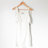 TART Collection White Dress with Crochet Ruffle Detail and Shoulder Tie Straps NWT- Size XS