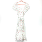 Love Shack Fancy For Target White Floral Ruffle Sleeve Smocked Back Bodice Belted Dress- Size 12