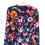 J Crew Black Floral V-Neck Neck Tie Dress NWT- Size 14
