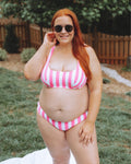 Figleaves Pink/White Striped Corsica Underwire Crop Bikini Top- Size 38E (we have matching bottoms, sold out online)