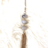 No Brand Gold Tassel with Marbles Necklace