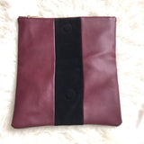 No Brand Burgundy and Black Foldover Magnetic Clutch