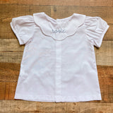 Sophie & Lucas Embroidered Rosie Scalloped Collar Button Up Back Top- Size 3T (see notes)