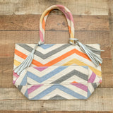 Wknd Wyfr Tan/Multicolor Chevron Tote Bag With Tassels (See Notes)