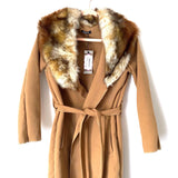 Boohoo Petite Faux Fur Collar Belted Coat NWT- Size S
