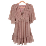 Saints + Secrets Blush Animal Print Exposed Back Dress- Size S