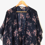 LOFT Navy Floral Print Kimono- Size OS