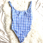 J. Crew Blue Gingham One Piece Swimsuit- Size 14