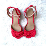 Loft Red Bow Open Toe Block Heels- Size 11 (see notes)