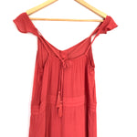 Carly Jean Red Orange Button Front Tank Maxi- Size S