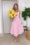 Petal + Pup White and Pink Striped Front Cutout Semi Sheer Dress NWT- Size 4