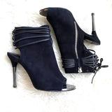 Dolce Vita Black Peep Toe Corset Back Point Heels- Size 7 (see notes)