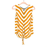 Market & Spruce Mustard/White Striped Front Tie Back Buttons Sleeveless Top- Size M