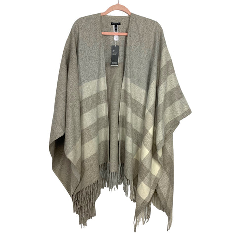 Eileen Fisher Undyed Alpaca Blanket Plaid Poncho NWT- One Size