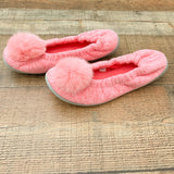 No Brand Heathered Pink Pom Slip On Slippers- Size 9