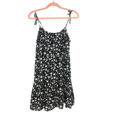 LOFT Black and Cream Animal Print Tie Strap Dress- Size XS