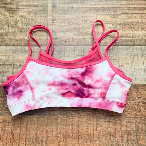 Good American Pink and White Mesh Lining Sports Bra- Size 1