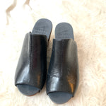 Dansko Black Genuine Leather Shoes with Wooden Wedge- Size 36 (scuffing on left shoe- see photo)
