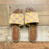 Sam Edelman Yellow and Mauve Beaded Slide Sandals- Size 7