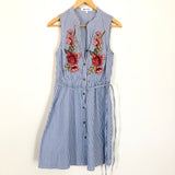 Alice Blue Striped Embroidered Dress- Size S