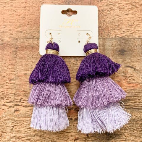 FC Designed in NY Purple Tiered Tassel Earrings NWT