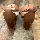 Dolce Vita Tan Suede Bottom Studded Ankle Buckle Wedge- Size 7.5