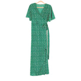 No Brand Green Floral Wrap Dress- Size ~XL (see notes)
