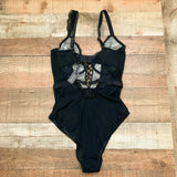 Figleaves Black Savannah Lace-Up Mono-Wire Plunge Body NWT- Size 36H