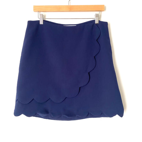 Draper James Navy Faux Wrap Scalloped Skirt- Size 12 (sold out online)