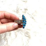 No Brand Blue Jewel Statement Stretchy Band Ring- Size 8