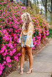 Free People Intimately Ivory Floral Front Tie Bell Sleeve Bodysuit- Size S (sold out online)
