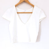 Honey Belle White V-Neck Crop Top- Size S