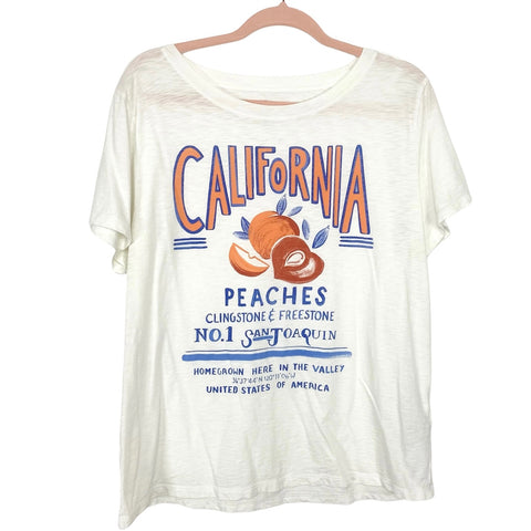 J.Crew White/Blue/Orange California Peaches Tee- Size XL