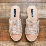 Swofeili Cream/Pink/Tan Tweed Espadrille Mule Sandals- Size 37/US 7 (BRAND NEW)