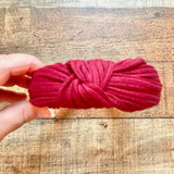 No Brand Wine Ribbed Knit Knot Headband